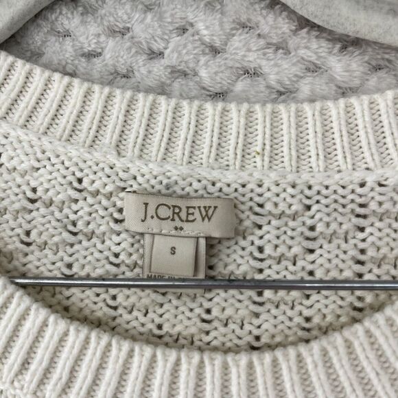 J.Crew Cable Knit Sweater Crewneck Pullover Classic Winter White Fisherman Small - Picture 2 of 6